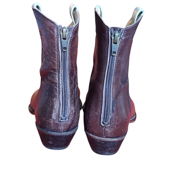 Free People Lost Trails Brown Leather Western Boots with Antique Brass Toe Caps - Picture 5 of 16